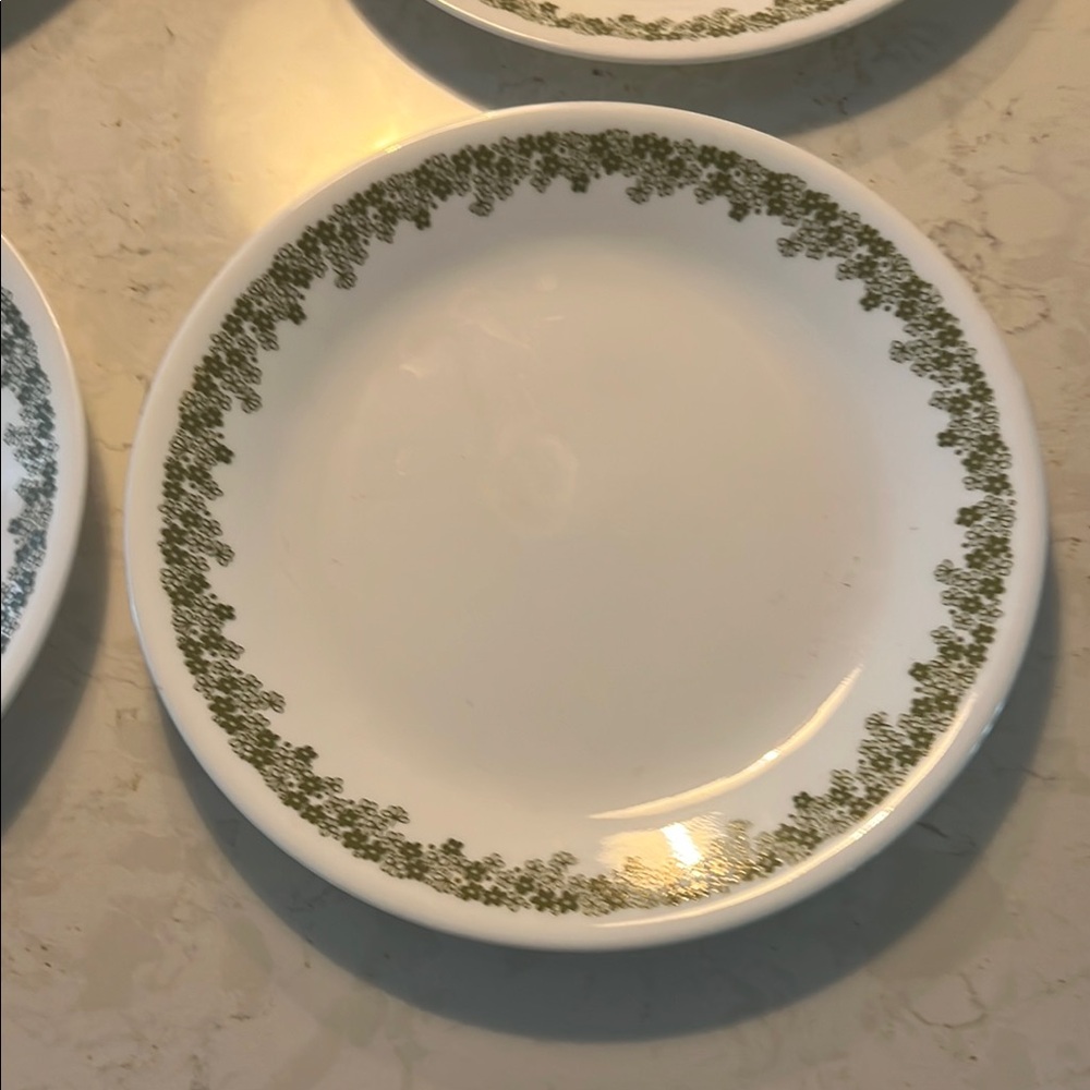 Corelle White and Green 8” Salad Plate-Set of 10